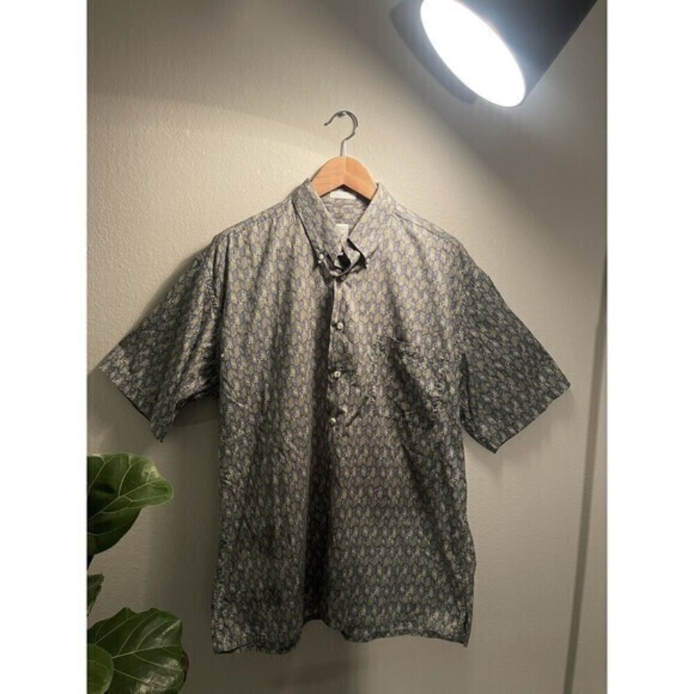 Burma Bibas Button Up 100% Cotton Shirt‎ Mens Large Green
